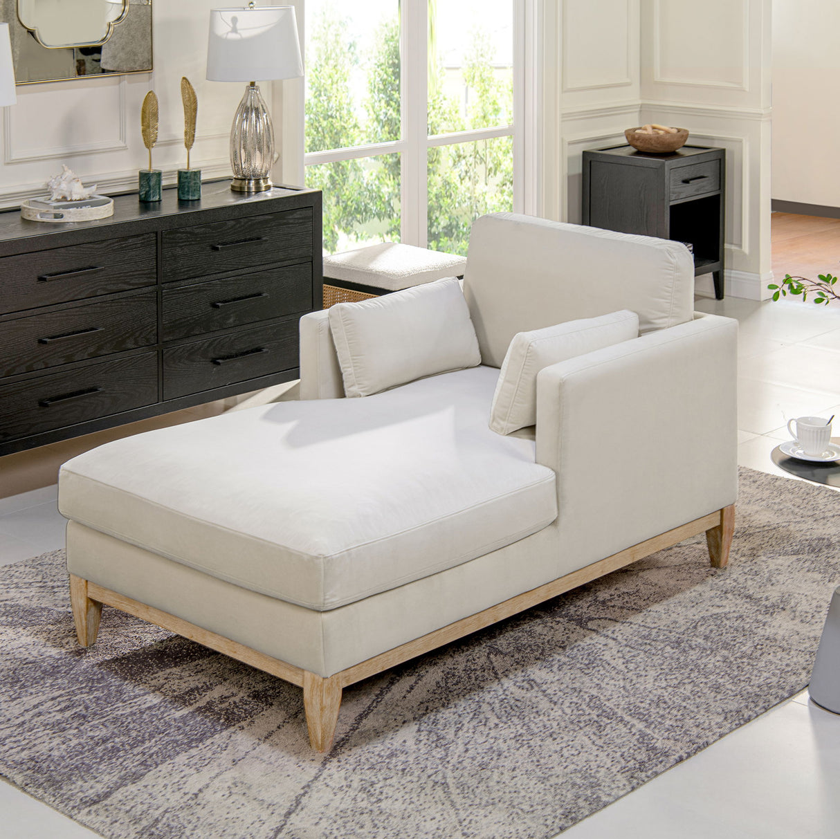 Knox - Modern Farmhouse Chaise Lounge Chair by Jennifer Taylor Home | Bel Furniture