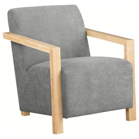 Diego - Upholstered Accent Arm Chair With Wood Arms Dark Gray by CoasterEveryday | Bel Furniture