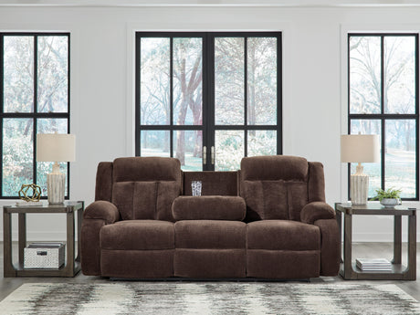 Free Wake - Chocolate - Reclining Power Sofa With Drop Down Table by Signature Design by Ashley® | Bel Furniture