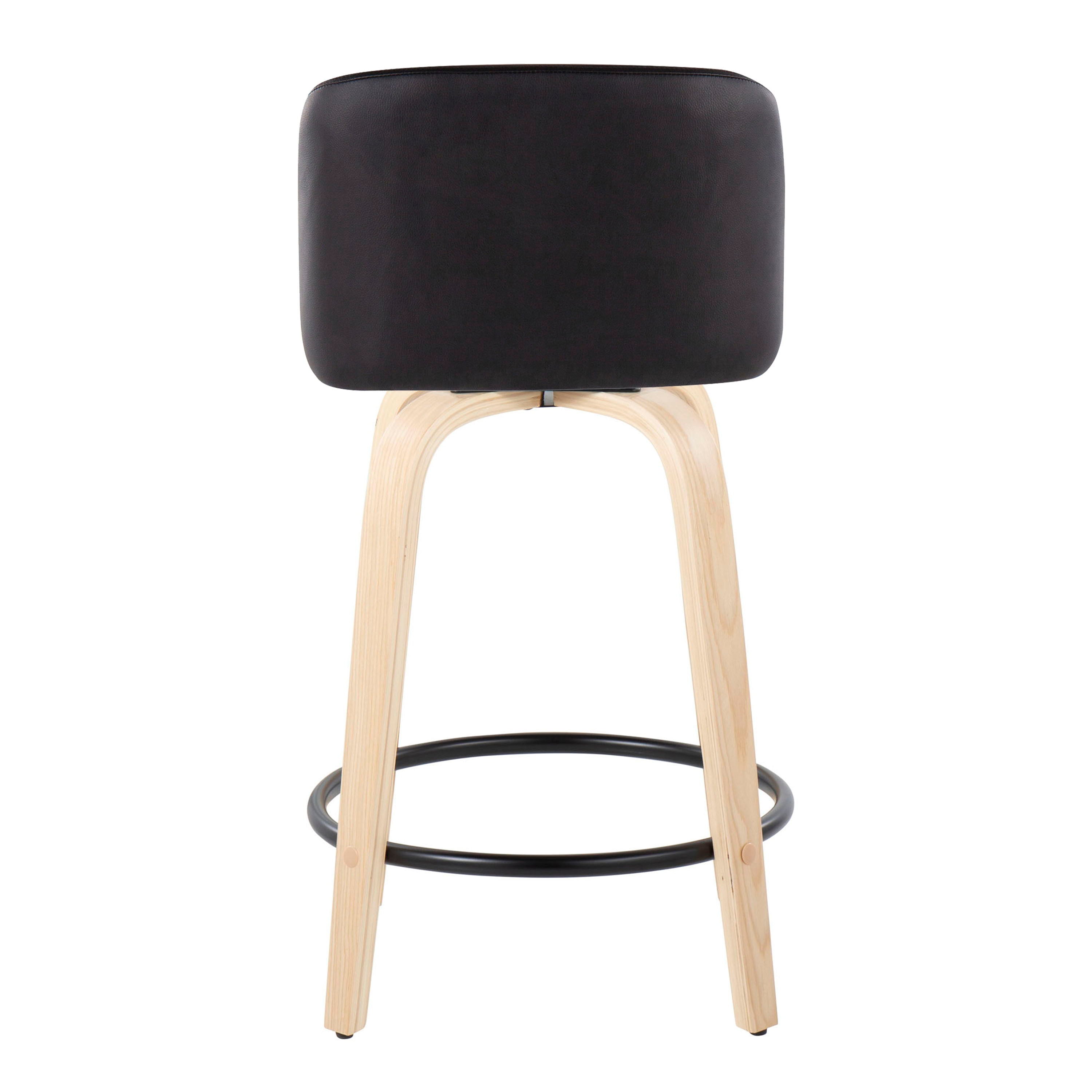 Toriano - Contemporary, Fixed Height Counter Stool With Swivel And Round Footrest (Set of 2)