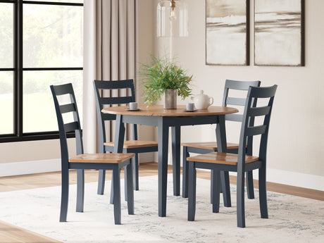 Gesthaven - Round Dining Room Drop Leaf Table Set Blue 5 Pc. Table, 4 Chairs by Signature Design by Ashley® | Bel Furniture