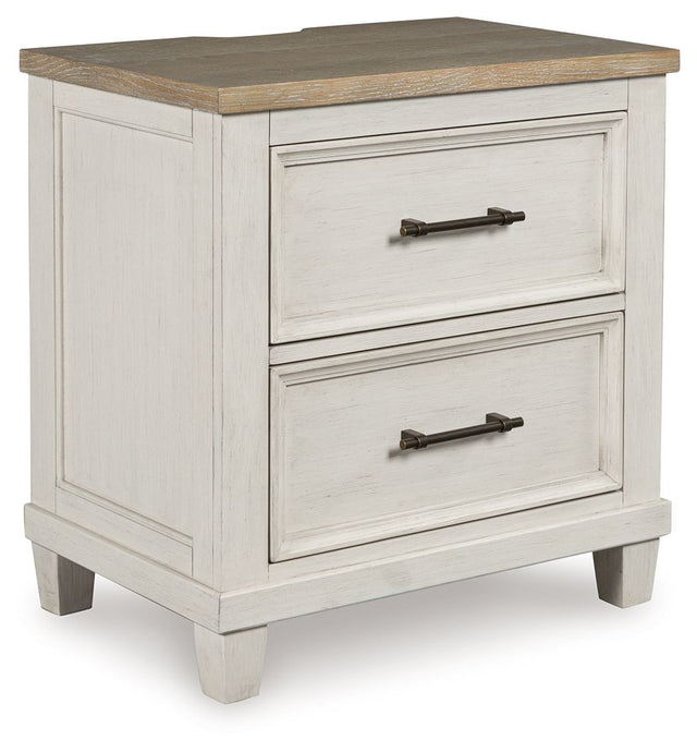 Shaybrock - Antique White / Brown - Two Drawer Night Stand by Benchcraft® | Bel Furniture