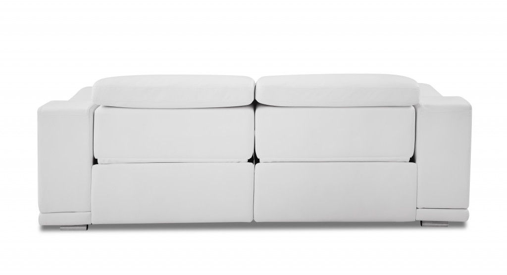 Leather USB Sofa With Silver Legs - White