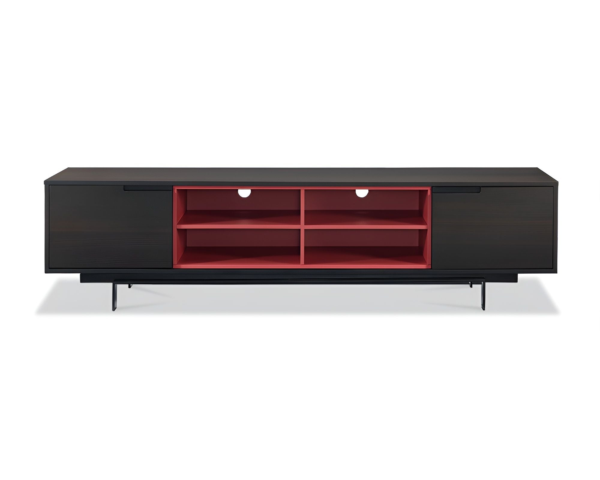 Aluminum Cabinet Enclosed Storage TV Stand - Red / Black