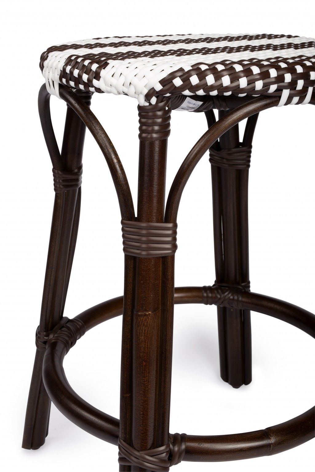 Rattan Backless Counter Height Bar Chair - Dark Brown / White