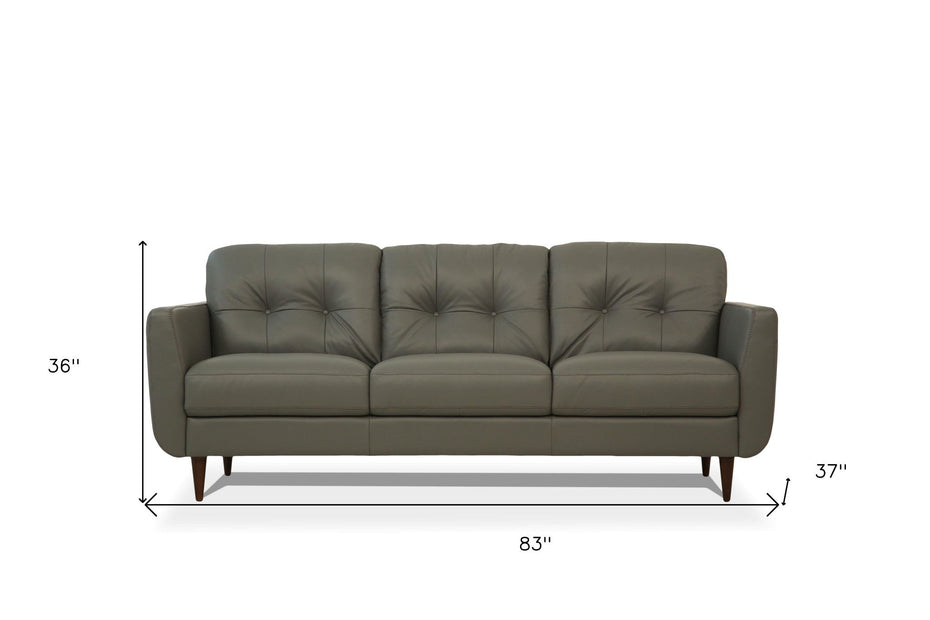 Leather Sofa With Black Legs - Green