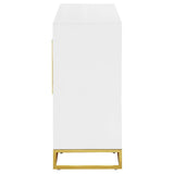 Elsa - 2 Door Wood Storage Accent Cabinet - White And Gold by CoasterEssence | Bel Furniture