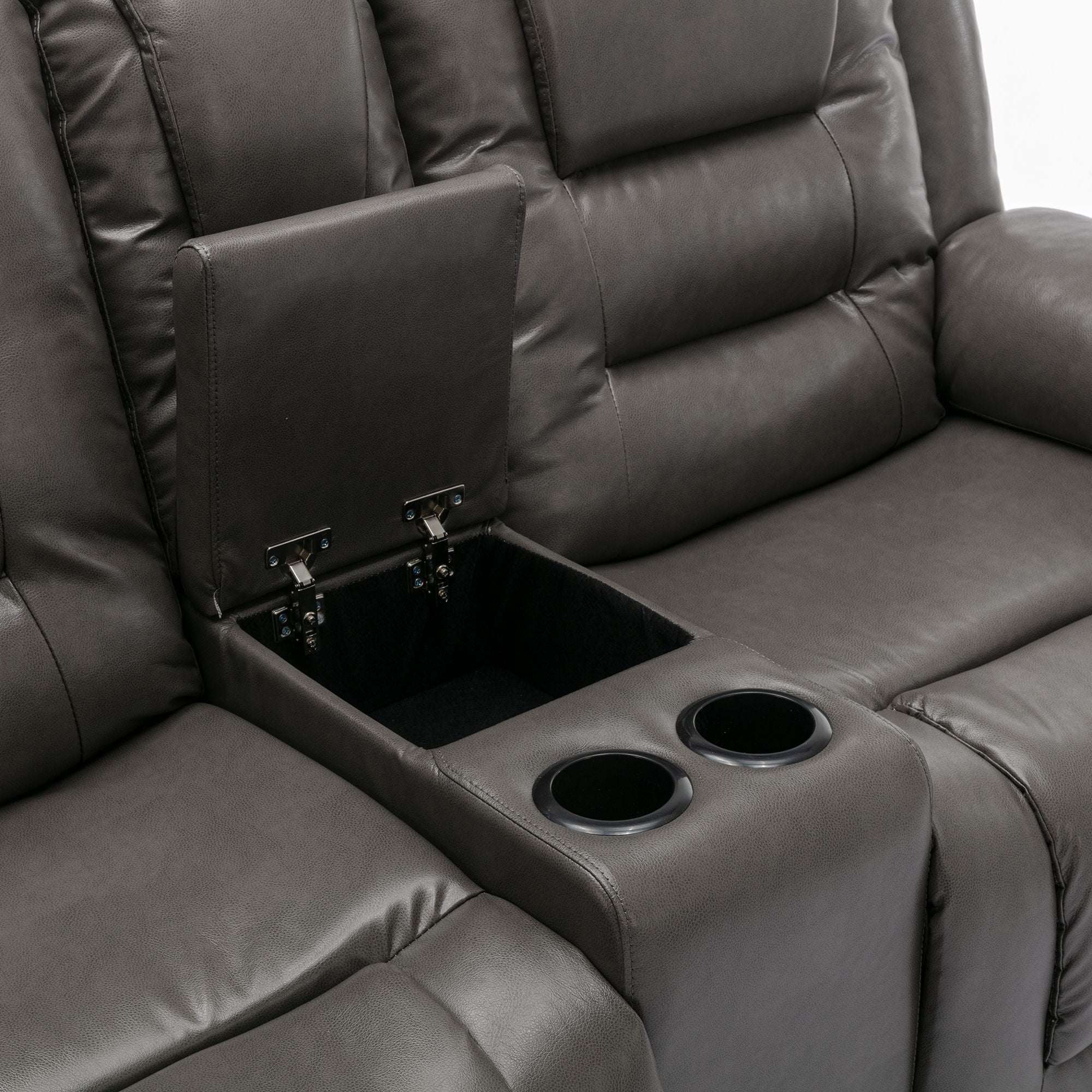 2 Seater Home Theater Recliner Manual Recliner Chair With A Storage Box And Two Cup Holders For Living Room