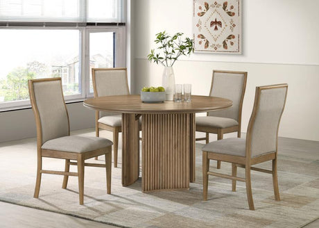 Adina - 53" Round Wood Dining Table - Distressed Light Brown