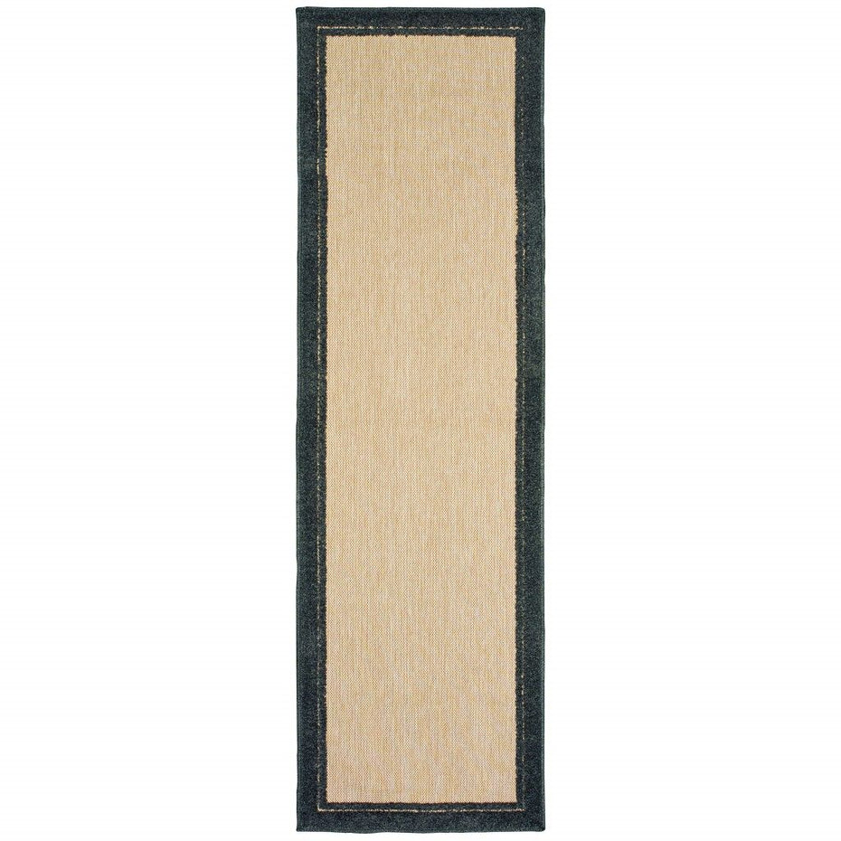 2' X 8' Indoor / Outdoor Area Rug - Beige / Black