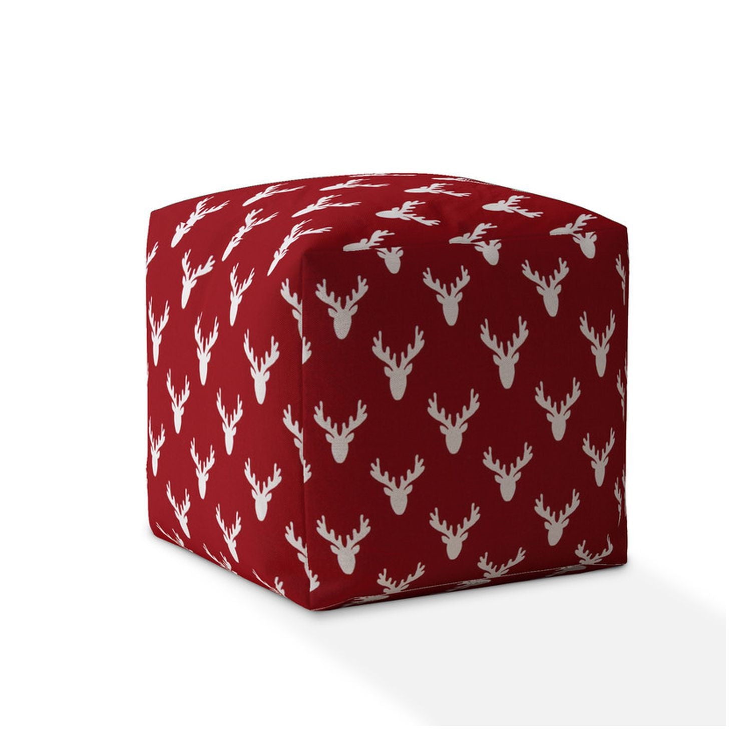 Cotton Stag, Pouf Cover - Red / White