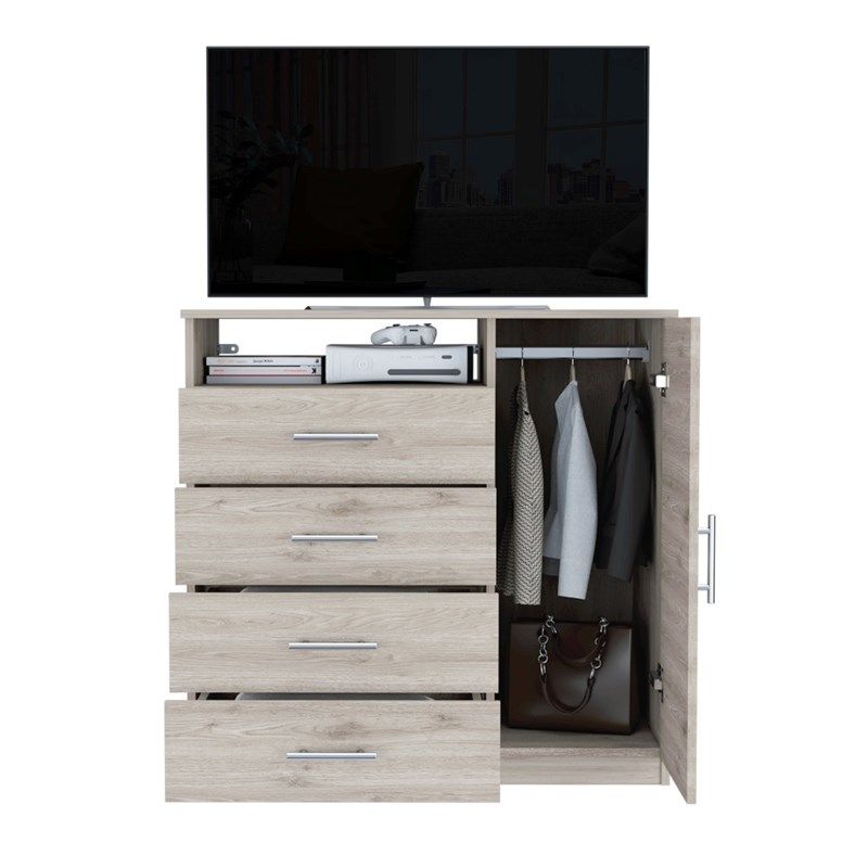 Four Drawer Combo Dresser - Light Gray