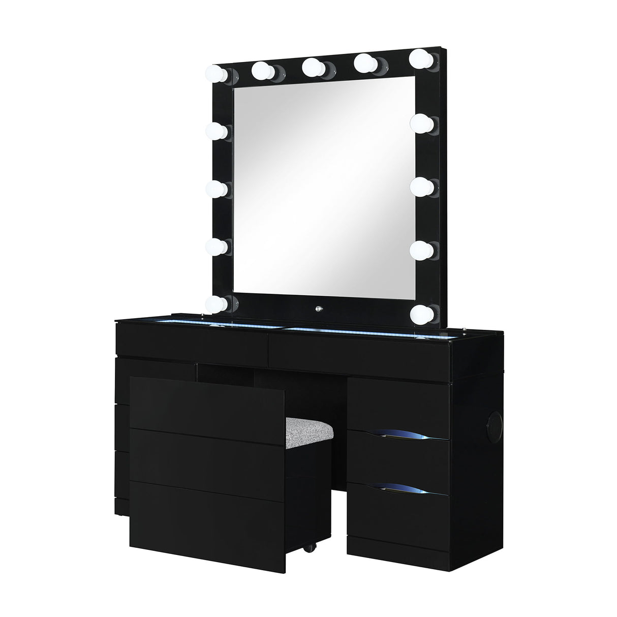Elisa - Vanity Set With Stool And LED Bulbs