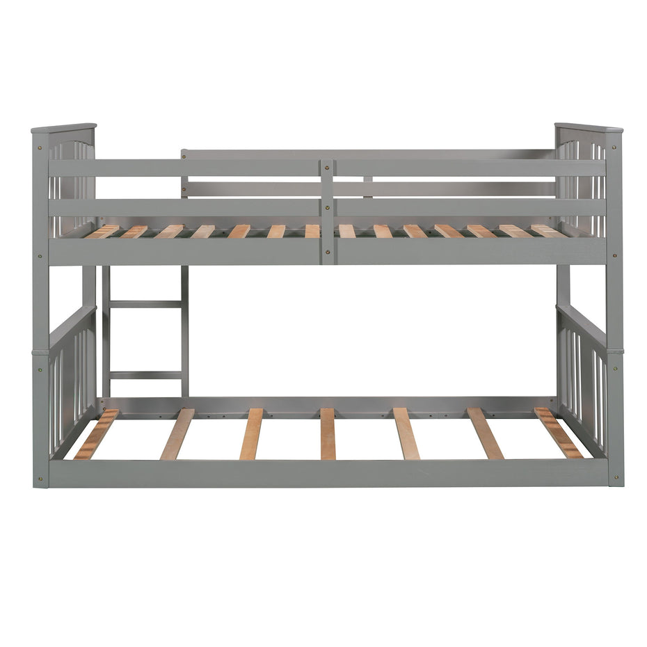 79.5" Twin Over Twin Bunk Bed With Ladder - Gray