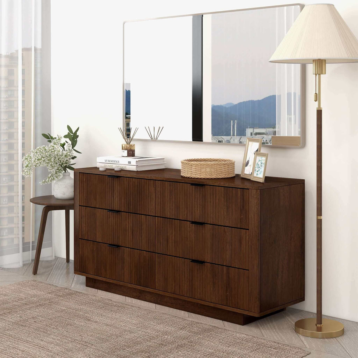 Lola - Mid-Century Modern Dresser With 6 Drawers - Dark Brown by Ashcroft Furniture | Bel Furniture