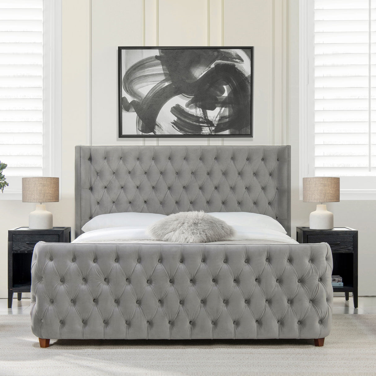 Brooklyn - Tufted Panel Bed Headboard And Footboard Set by Jennifer Taylor Home | Bel Furniture