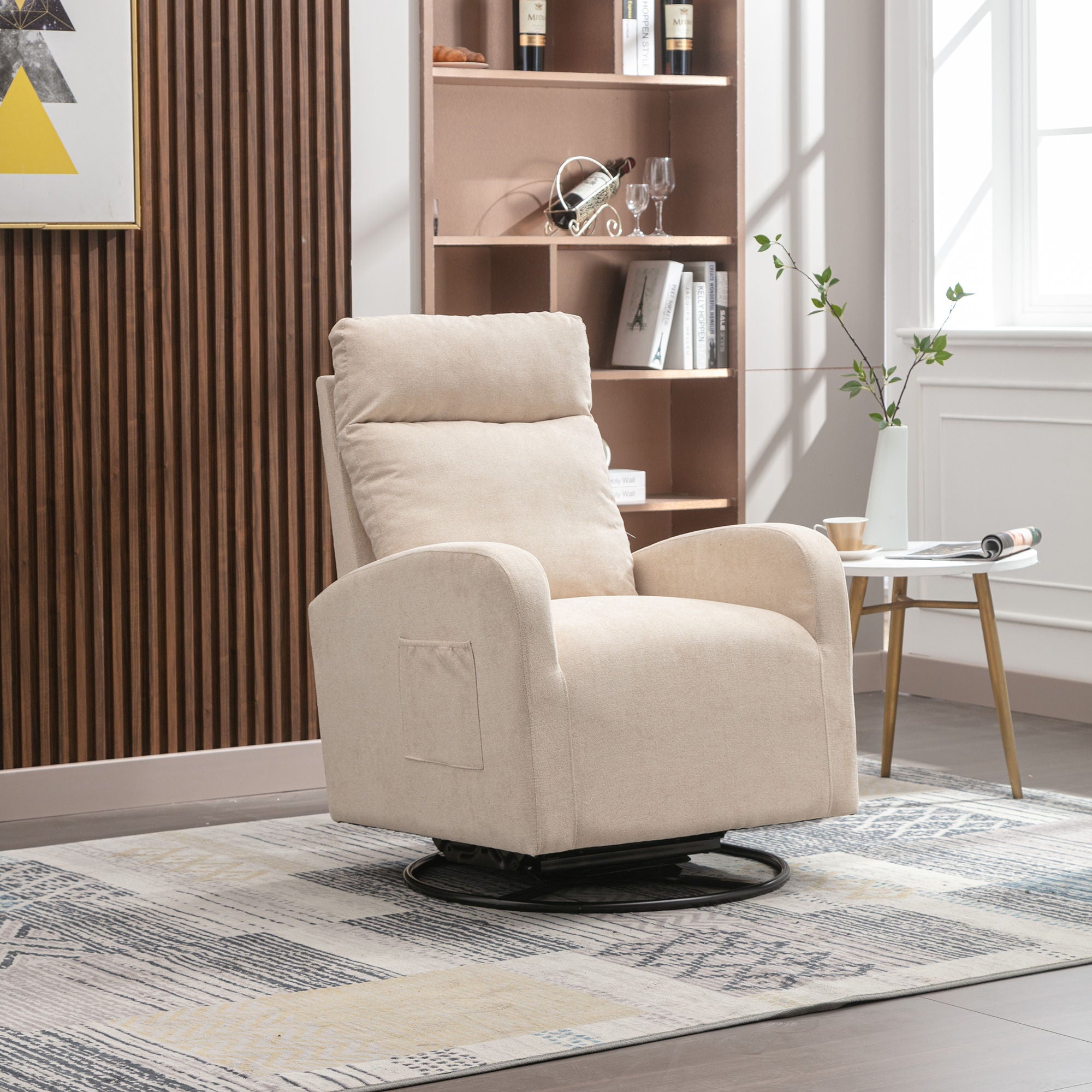 Jiada - Upholstered Swivel Glider Rocking Chair For Nursery Modern Style One Left Bag