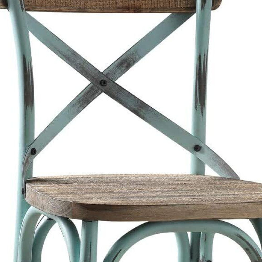 Iron Bar Chair - Brown / Sky Blue