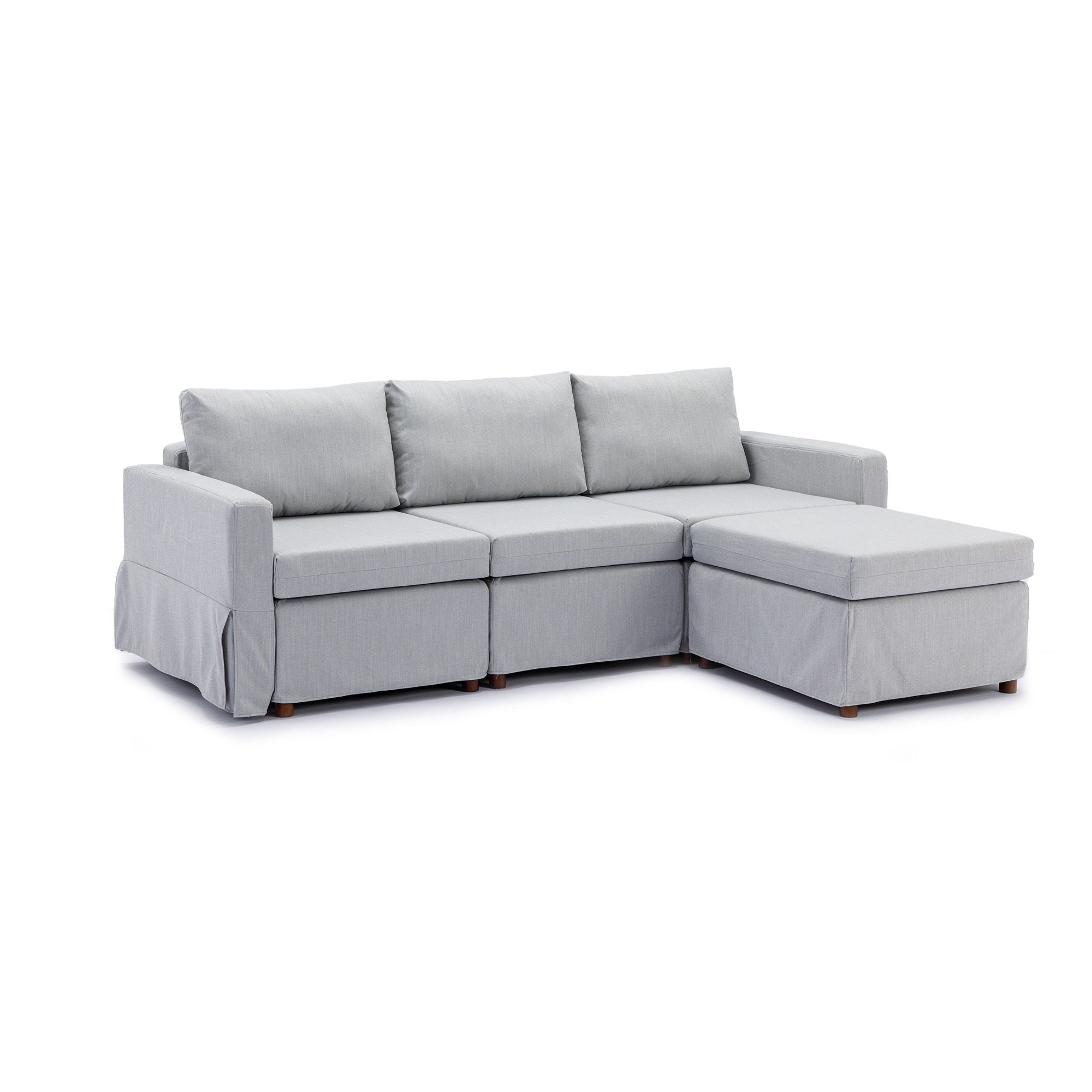 3 Seat Module Sectional Sofa Couch With 1 Ottoman For Living Room, Seat Cushion And Back Cushion Non-Removable And Non-Washable