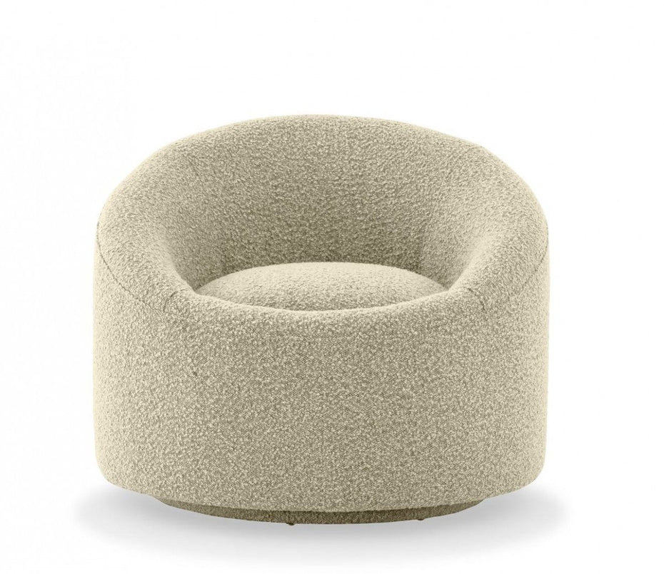 Polyester Solid Color Swivel Barrel Chair - Beige