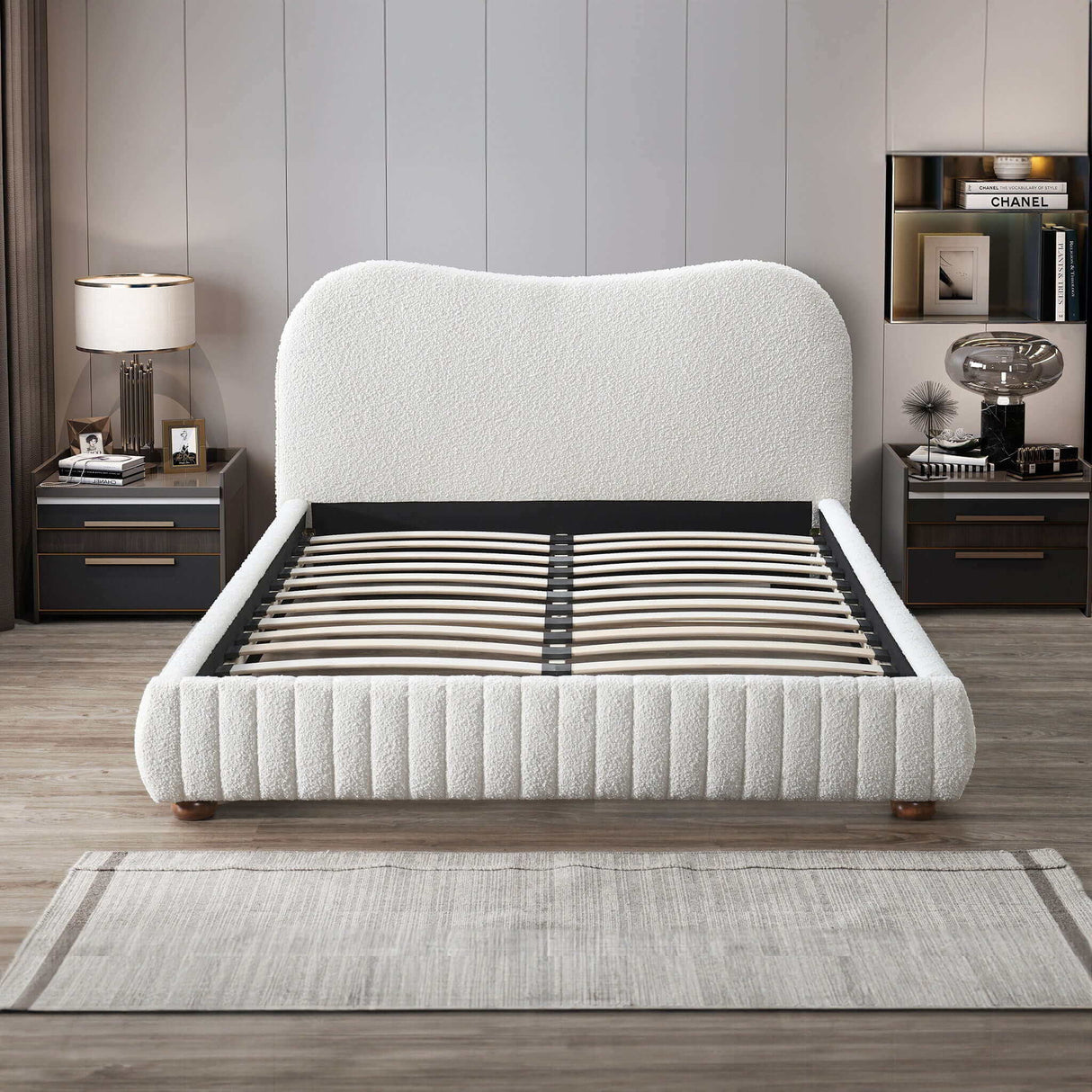 Norme - Queen Size Upholstered Low Profile Platform Bed - Cream by Ashcroft Furniture | Bel Furniture