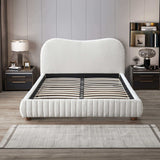 Norme - Queen Size Upholstered Low Profile Platform Bed - Cream by Ashcroft Furniture | Bel Furniture