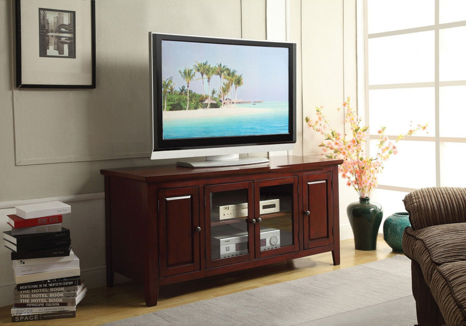 Solid Poplar Wood TV Stand - Cherry