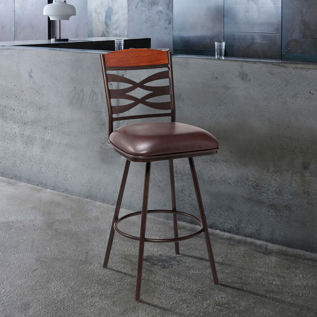 Iron Bar Height Bar Chair - Brown