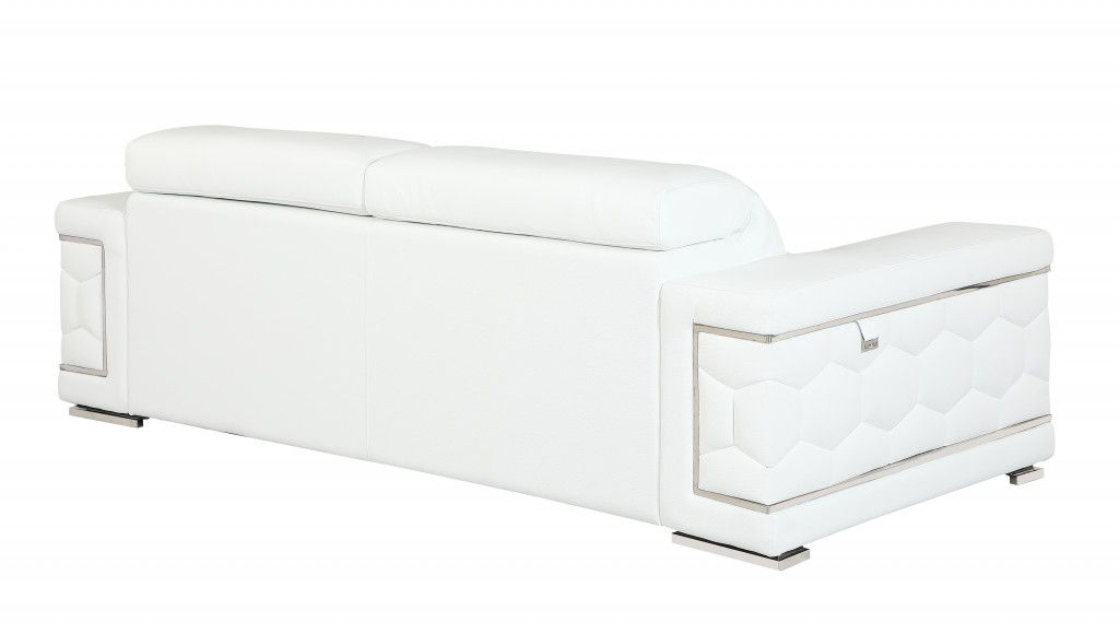 Silver Legs Sofa Italian Leather - White