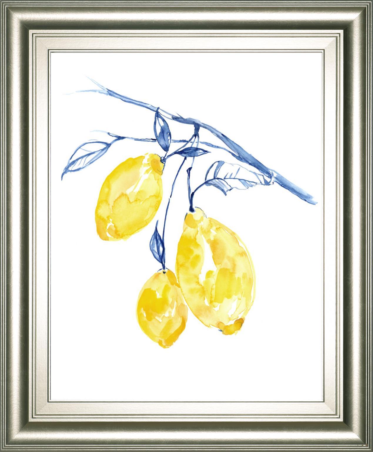 22x26 Watercolor Lemons II By Jennifer Goldberger - Yellow