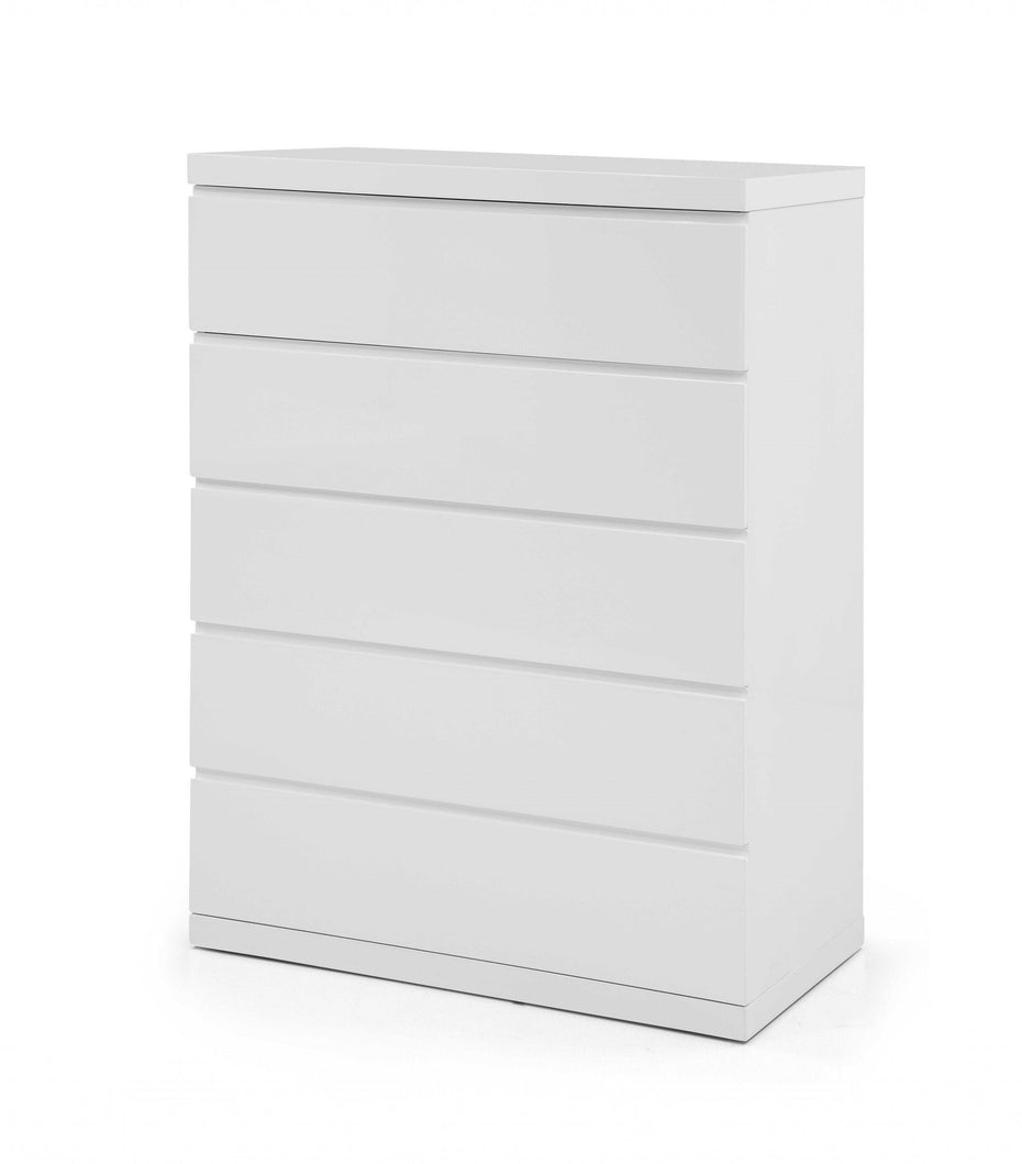 Gloss Stainless Steel 5 Drawer Chest - White