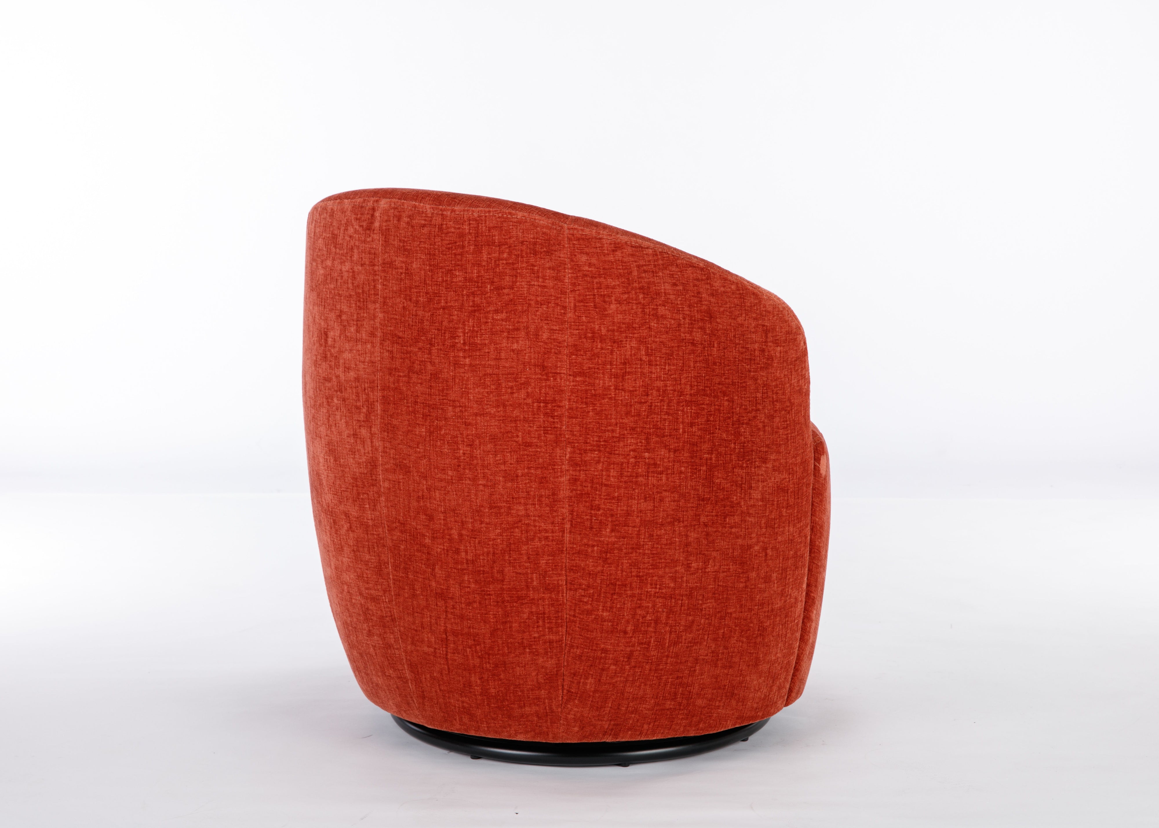 Chenille Fabric Swivel Accent Armchair Barrel Chair With Powder Coating Metal Ring