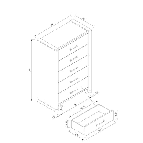 Sarai - 5 Pieces Bedroom Set With Upholstered Headboard