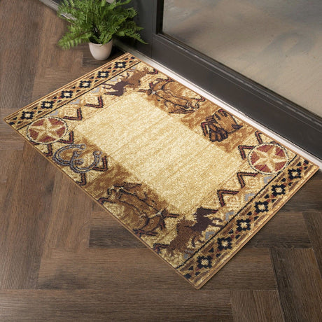 Tribes - 5'3" X 7'3" Southwest Area Rug Polypropylene - Beige by Icona Home Decor | Bel Furniture