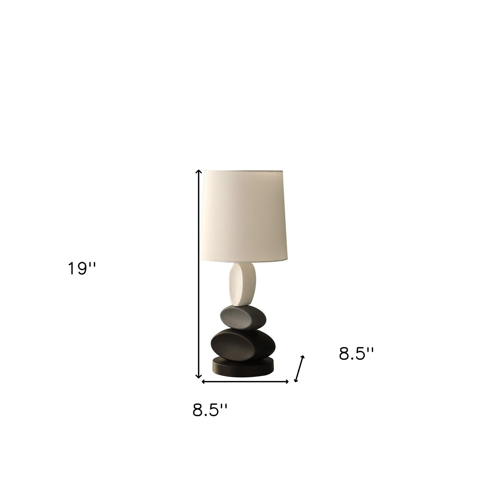 Metal Table Lamp With White Drum Shade - Black Gray / White