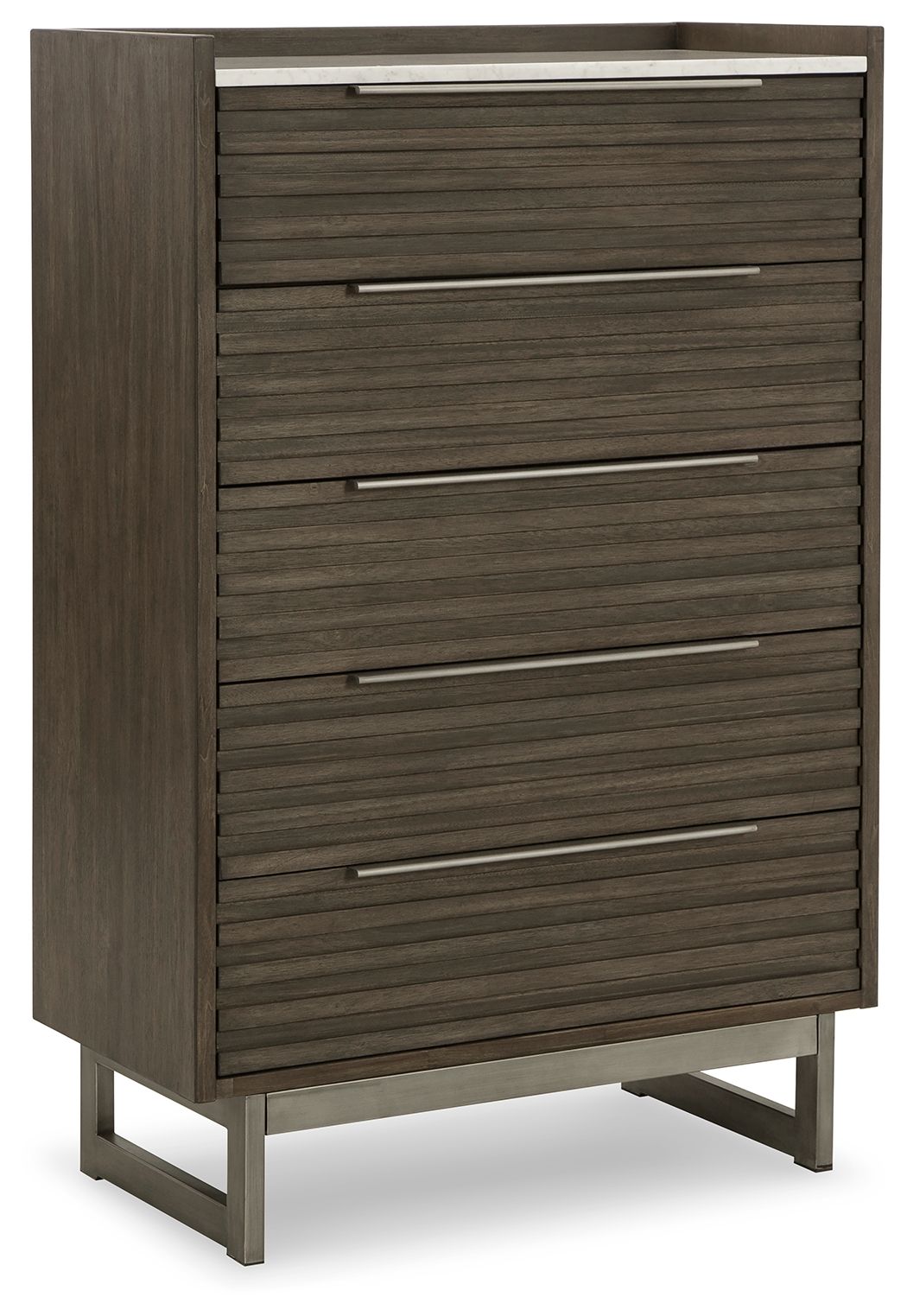 Arkenton - Grayish Brown / White - Five Drawer Chest by Ashley® | Bel Furniture