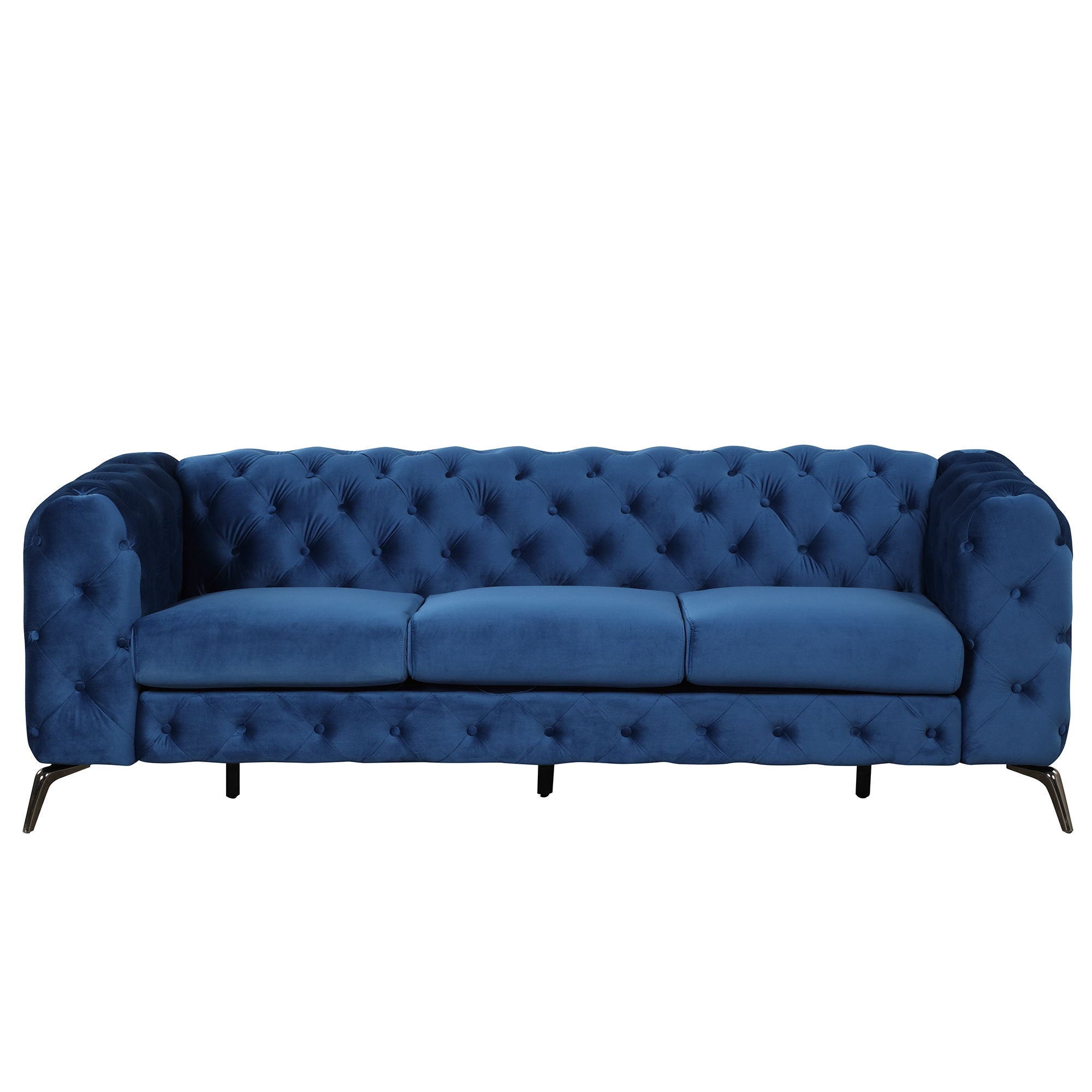 Velvet Upholstered Sofa With Sturdy Metal Legs, Modern Sofa Couch With Button Tufted Back, 3 Seater Sofa Couch For Living Room, Apartment, Home Office