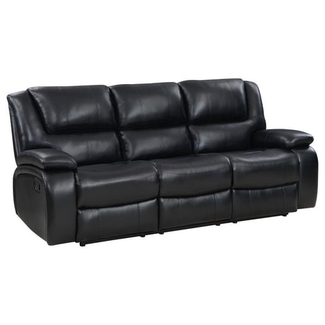 Camila - Upholstered Motion Reclining Sofa Black by Coaster Fine Furniture | Bel Furniture