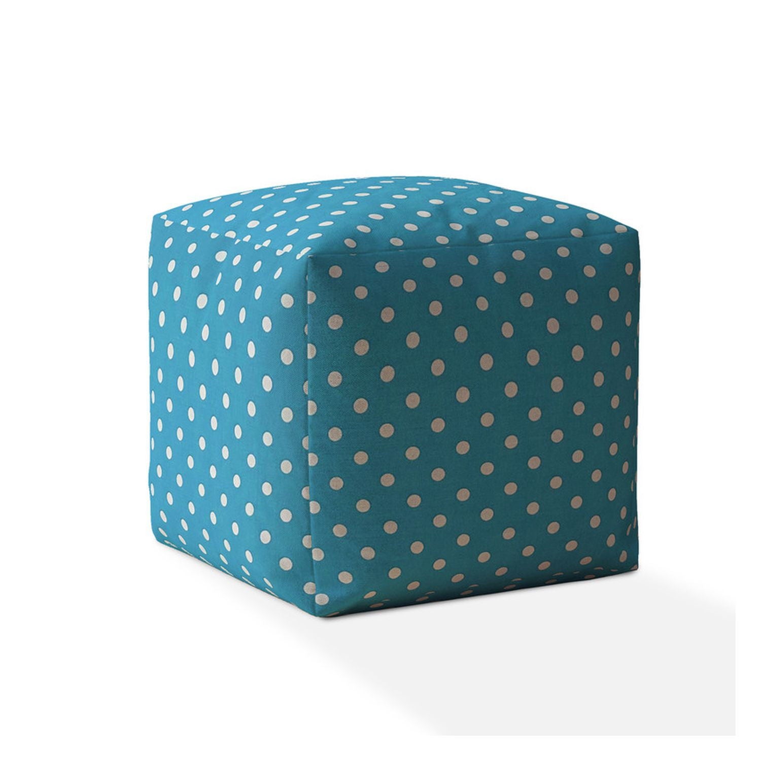 Cotton Polka Dots Pouf Cover - Blue / White