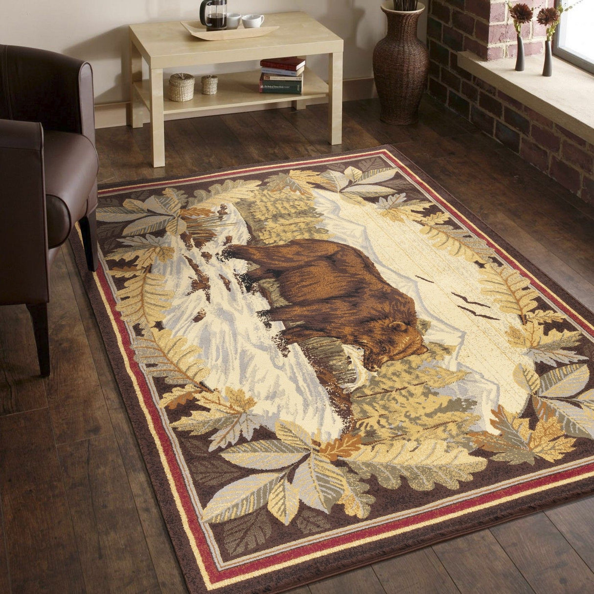 Nature's Nest - 5'3" X 7'3" Lodge Area Rug - Multi, Brown by Icona Home Decor | Bel Furniture