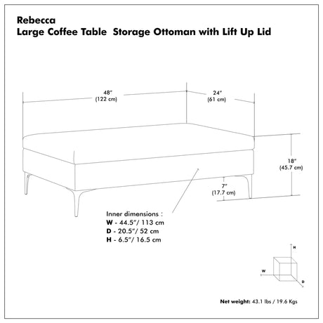 Rebecca - Multifunctional Coffee Table Storage Ottoman With Lift Up Lid - view 13