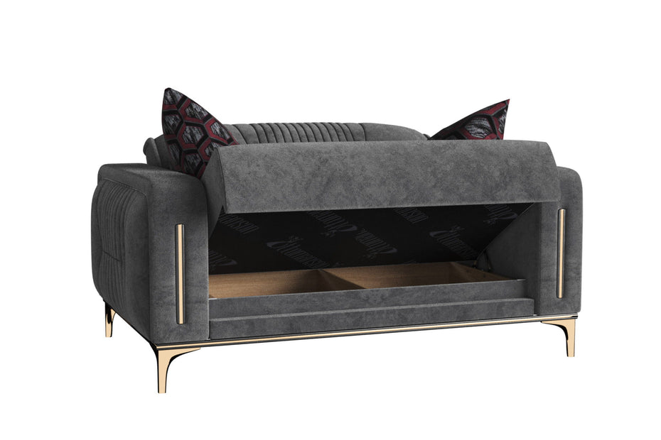 Microfiber Love Seat With Storage - Gray Gold