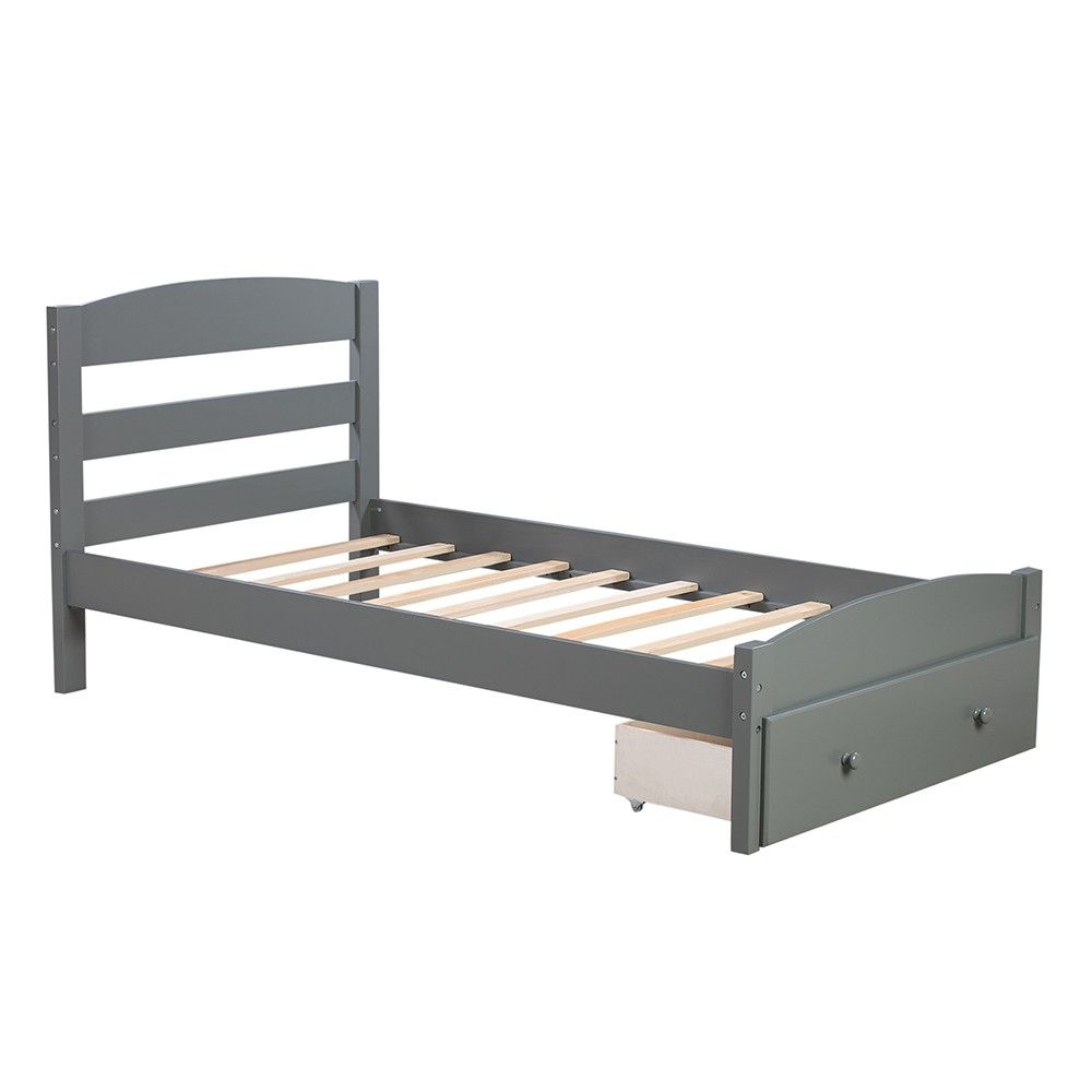 Twin Upholstered Bed - Beige White