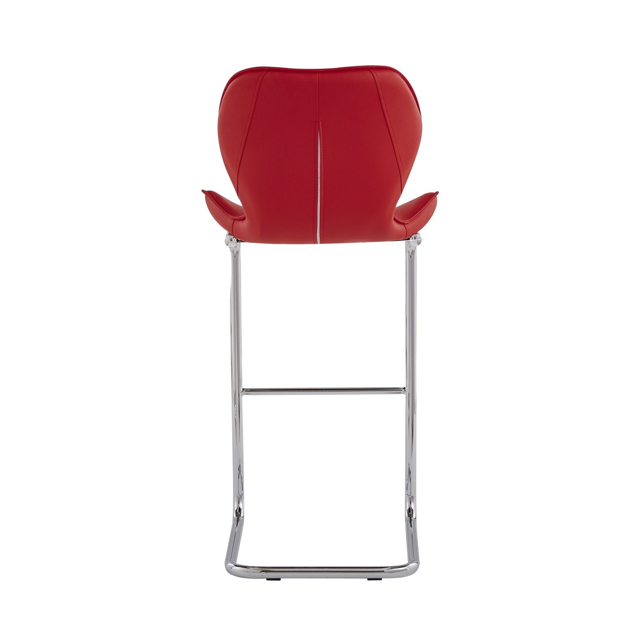 Metal Low Back Bar Height Bar Chairs (Set of 4) - Red / Silver