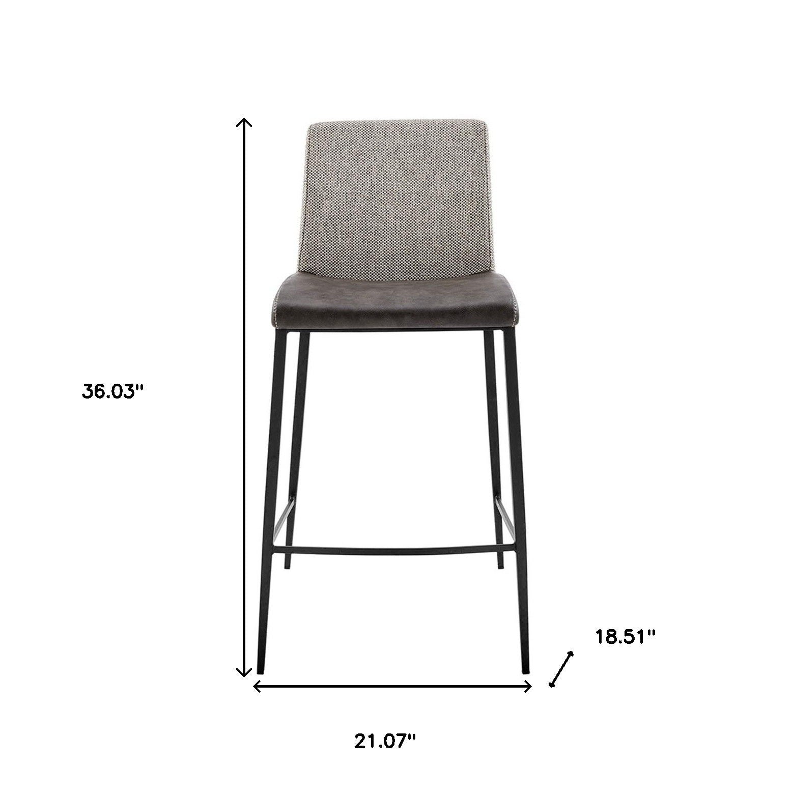 Low Back Counter Height Bar Chairs (Set of 2) - Gray / Black