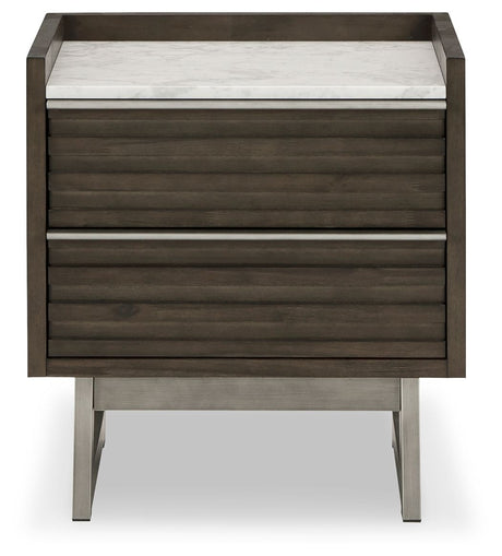 Arkenton - Grayish Brown / White - Two Drawer Night Stand by Ashley® | Bel Furniture