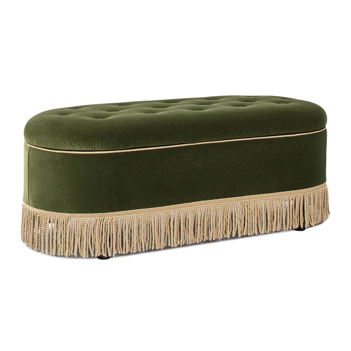 Melinda - Oval Tufted Bullion Fringe Storage Bench by Jennifer Taylor Home | Bel Furniture