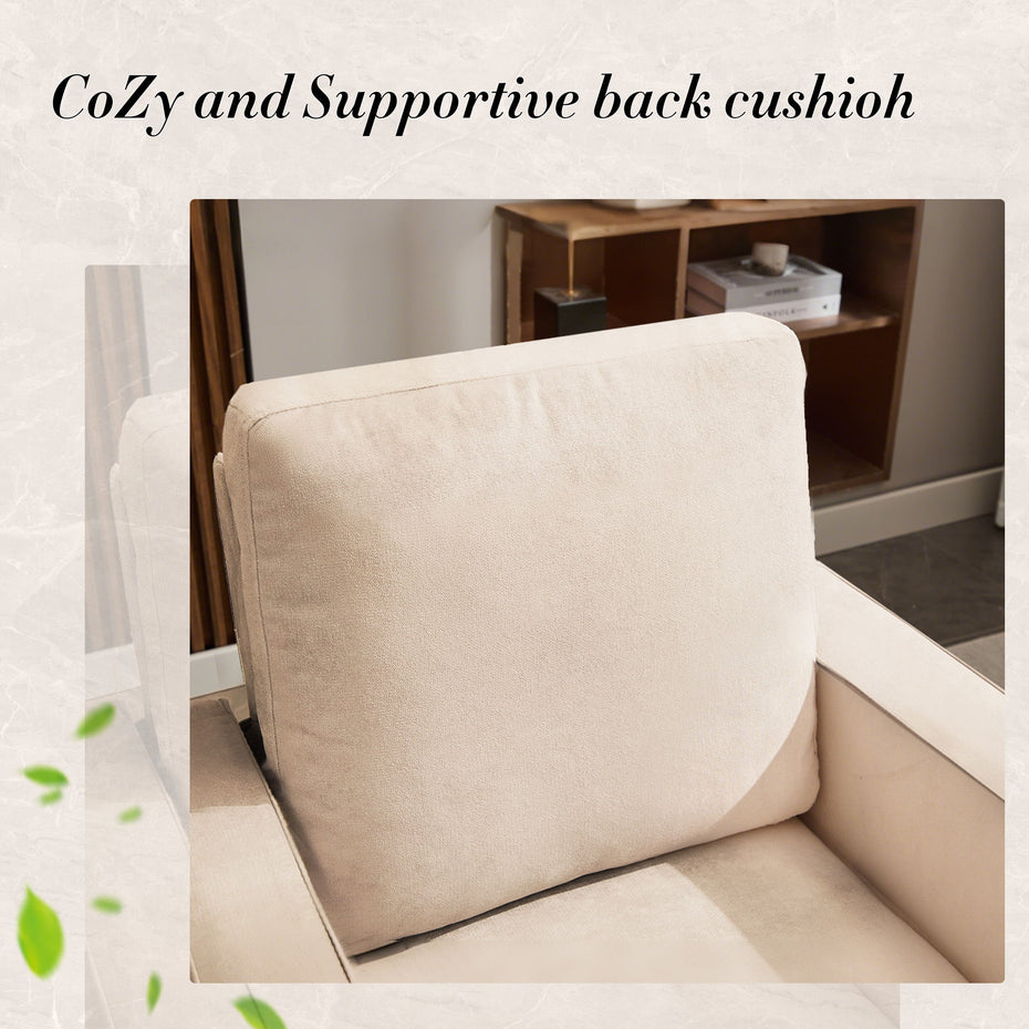 Mid-Century Accent Chair, Modern Linen Armchair For Living Room, Double Side Pockets, , Comfortable And Padded Reading Feature Sofa Chair, Suitable For Bedrooms, Living Rooms, And Offices - Beige