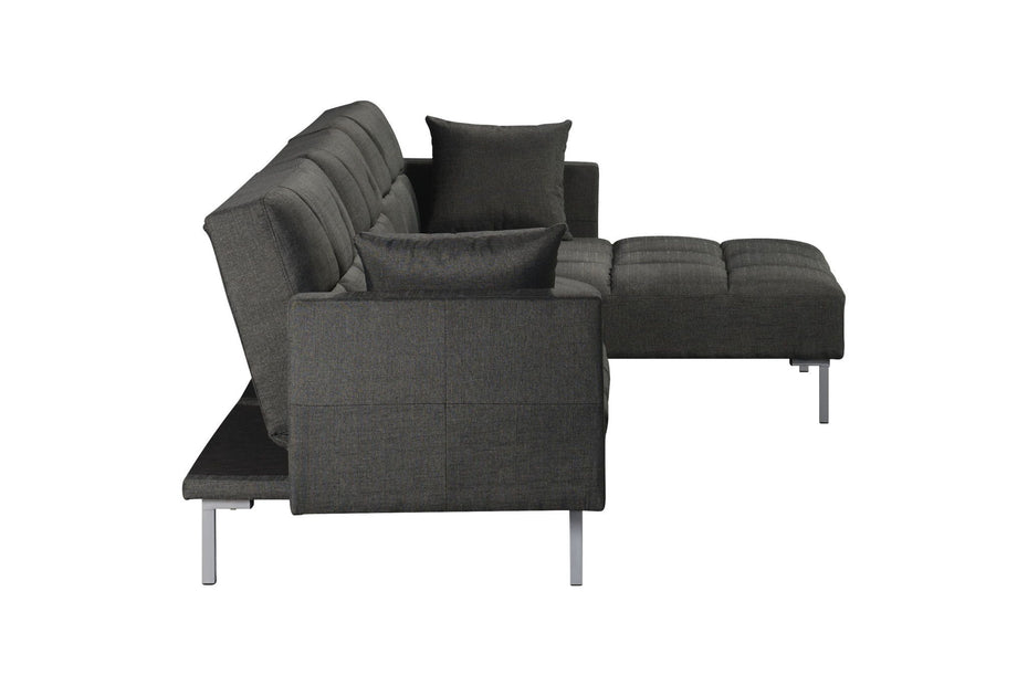 Polyester Modular L Shaped Two Piece Sofa And Chaise Sectional And Toss Pillows - Dark Gray