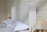 Hannah - Upholstered Wingback Bed Size / Tall Headboard Upholstered King Bed / Premium Textured Look / Minimalist Designs / No Box Spring Needed